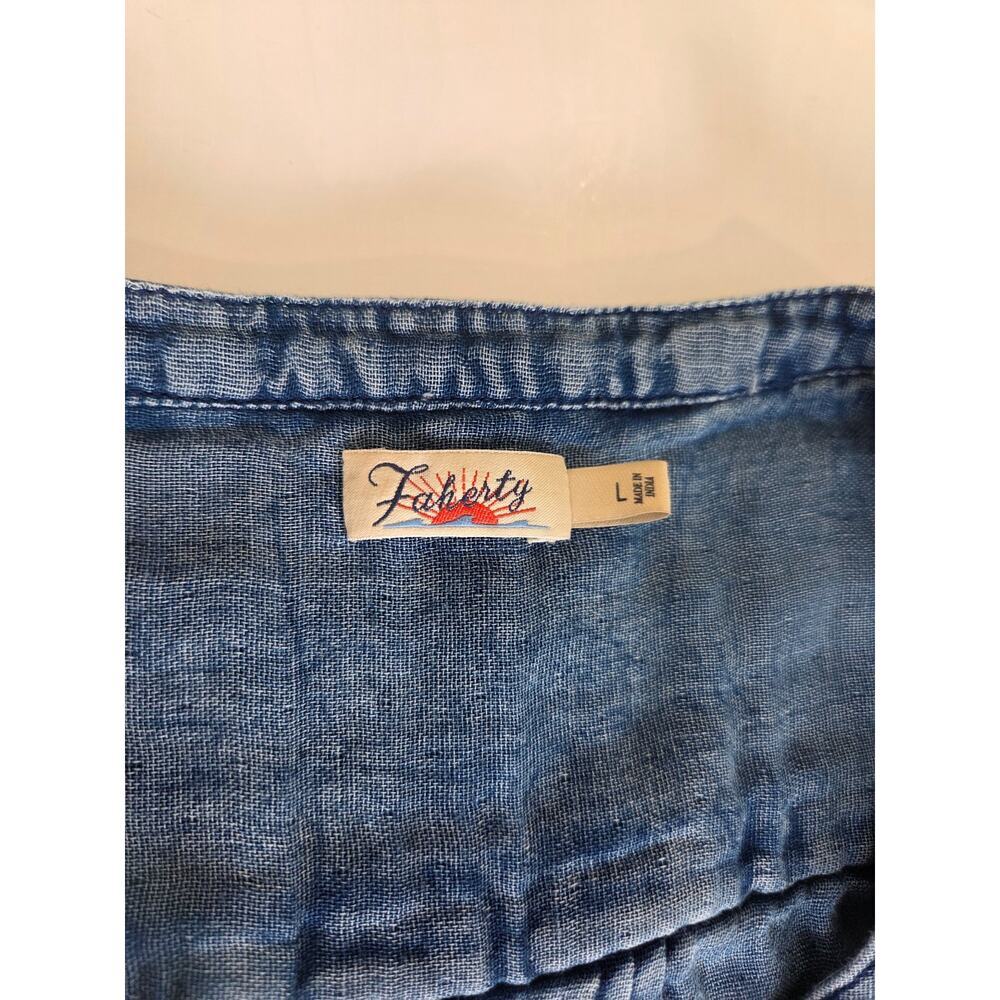 Faherty Isha Knee Length Dress in Indigo Denim Size L - Picture 2 of 7